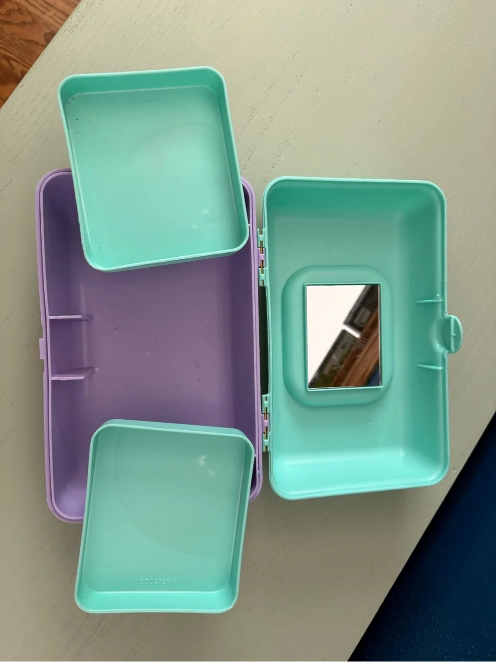 Retro Caboodles Green Purple Cosmetic Makeup Jewelry Case with Mirror 9